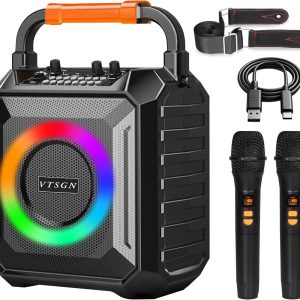 VTSGN Karaoke Machine with Two Wireless Microphones