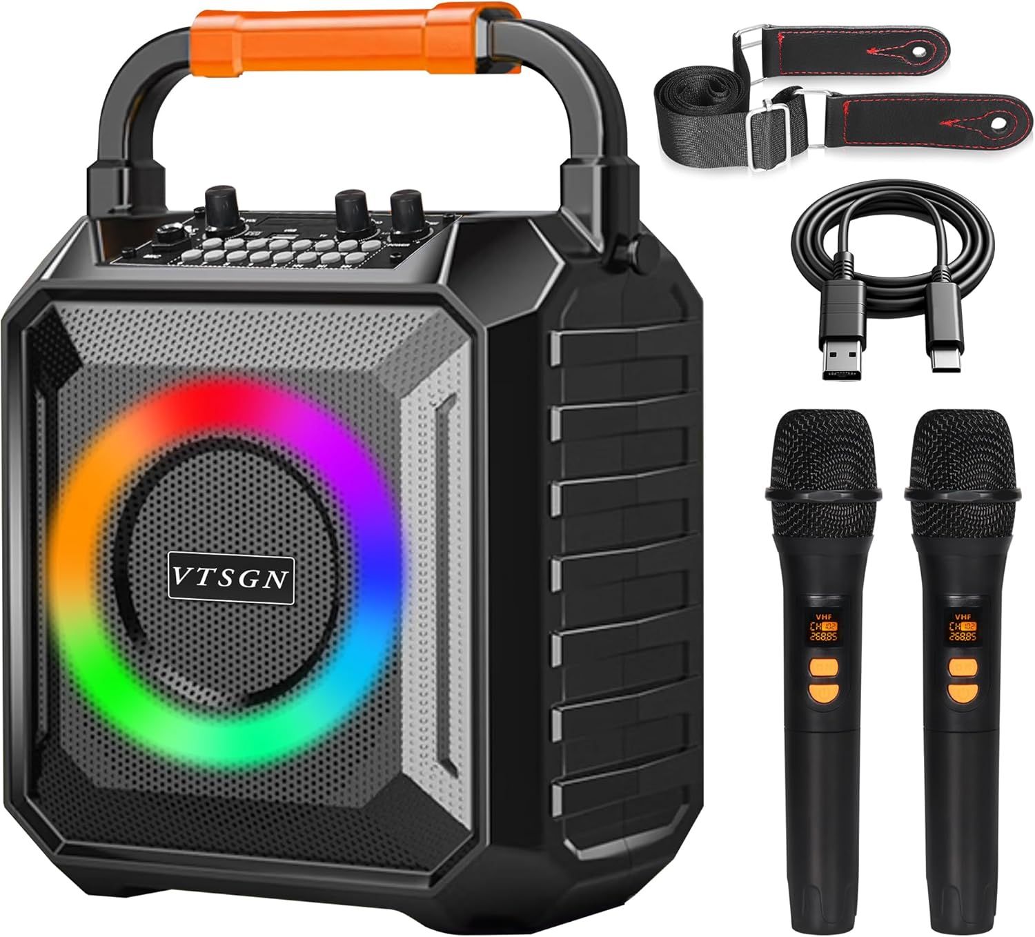 VTSGN Karaoke Machine with Two Wireless Microphones