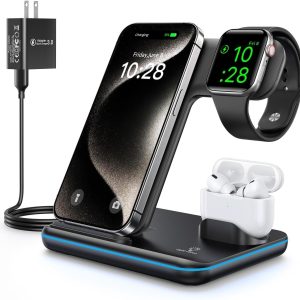 WAITIEE Wireless Charger 3-in-1 15W Fast Charging Station