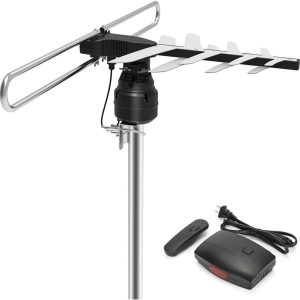 1byone Outdoor HD TV Antenna 85 Mile Range 360 Degree Rotating 49.2ft