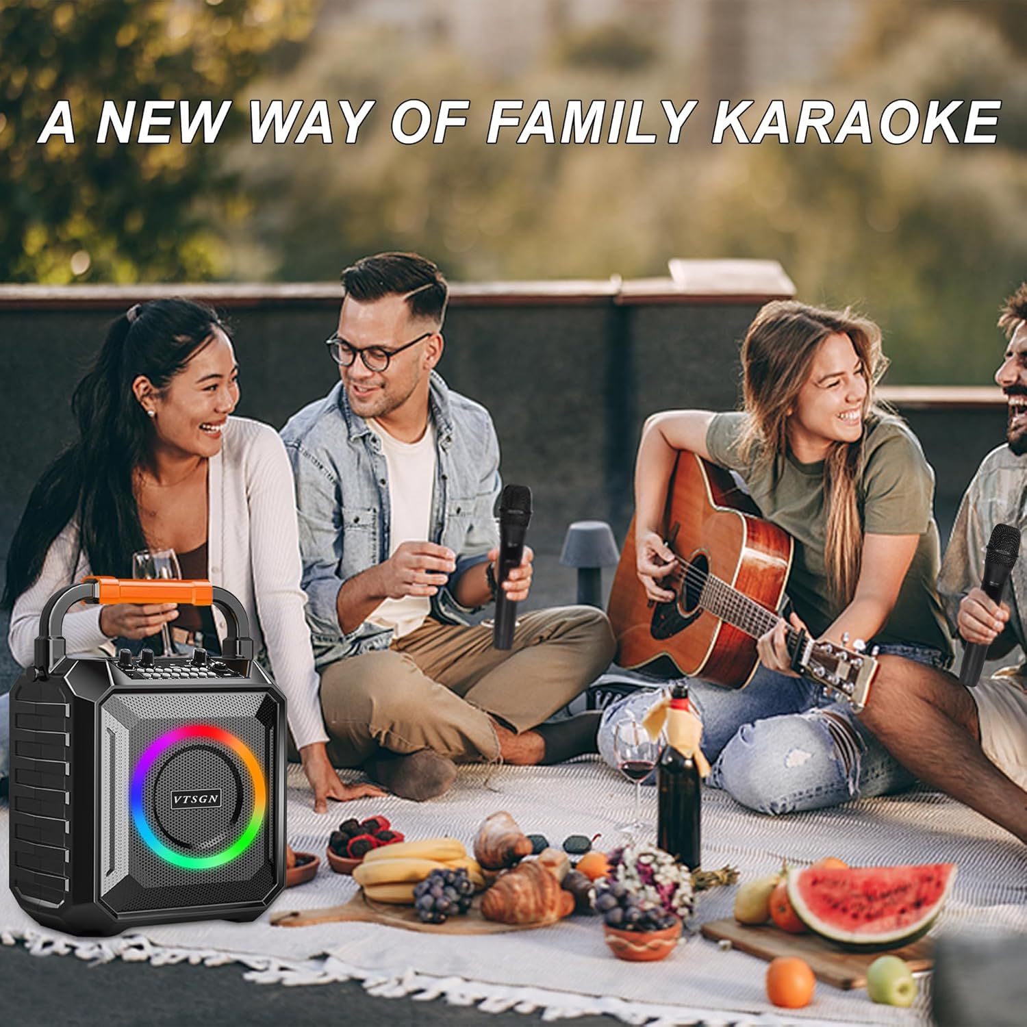 VTSGN Karaoke Machine with Two Wireless Microphones - Image 4