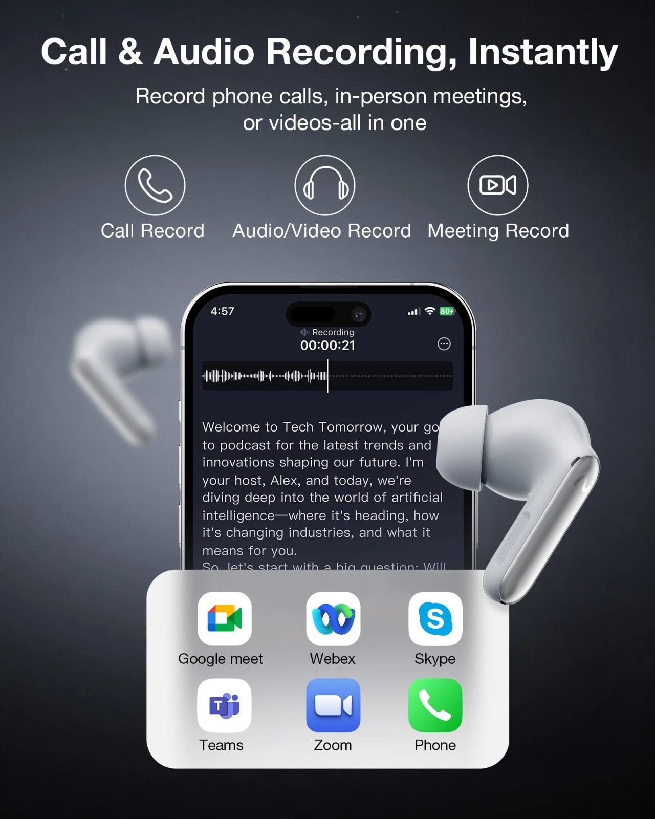 viaim RecDot AI Note Taking Recorder Wireless Earbuds - Image 9