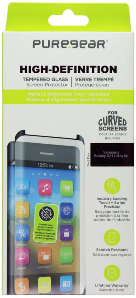 PureGear High-Definition Tempered Glass Screen Protector for Galaxy S21 Ultra 5G