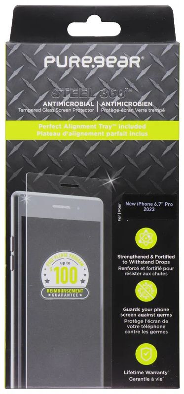 PureGear Steel 360 Tempered Glass Screen Protector for iPhone 15 Pro Max - Image 3