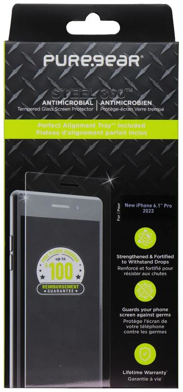 PureGear Steel 360 Tempered Glass Screen Protector for iPhone 15 Pro - Image 3