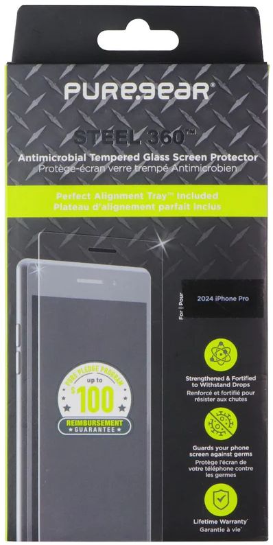 PureGear Steel 360 Tempered Glass Screen Protector for iPhone 16 Pro - Image 3