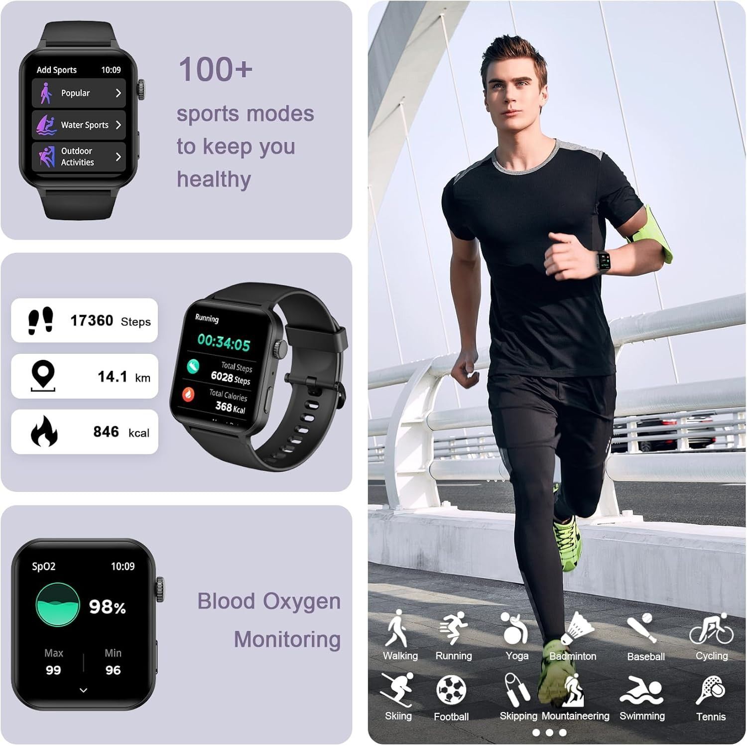 IOWODO R30 Pro Smart Watch 1.85'' HD Screen with Make and Answer Calls - Image 16