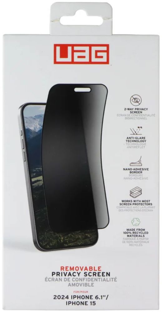 Urban Armor Gear Removable Privacy Screen Protector for Apple iPhone 16/15 - Image 8