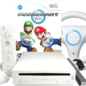 Nintendo Wii Console with Mario Kart Wii and Wheel Bundle