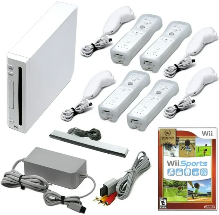 Nintendo Wii Console with Four Voomwa Remotes and Wii Sports