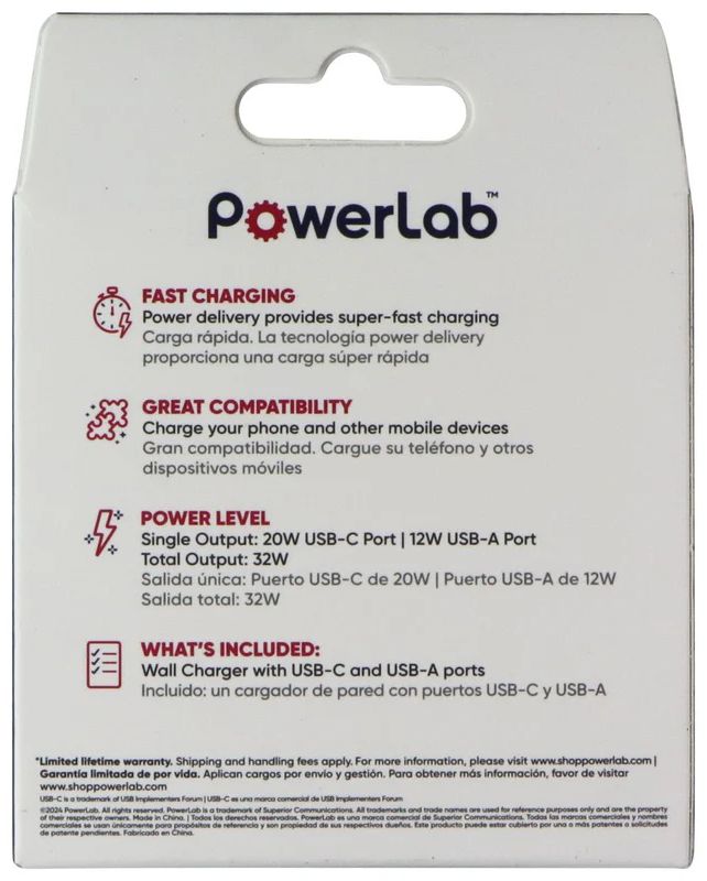 PowerLab 32W USB-C / USB-A Wall Charger with Power Delivery - Image 3